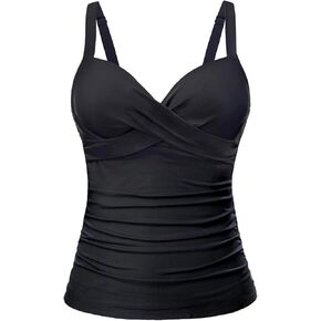 Women's Underwire Tankini Top Only - Push Up Swimsuit Top with Bra Support Tummy Control Bathing Suit Top No Bottom 2025
