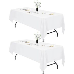 IVAPUPU 2PCS White Table Cloth for Rectangle Table - 60 x 102 Inch Tablecloths Rectangular Table Cloths Waterproof Washable Wrinkle Resistant Table Covers for 6 FT Tables Wedding Cocktail Party