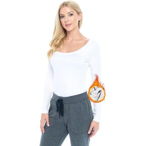 M&M SCRUBS Women's Long Sleeve Scoop-Neck T-Shirt Under Scrub (White, X-Large)