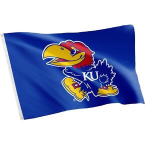 Desert Cactus The University of Kansas TUK Flag - 3 x 5 Feet Jayhawks Banner, Indoor/Outdoor Durable Fabric, 100% Polyester Design (Style A)