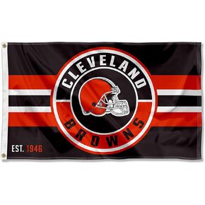 WinCraft Cleveland Browns Patch Button Circle Logo Flag 3x5 Banner