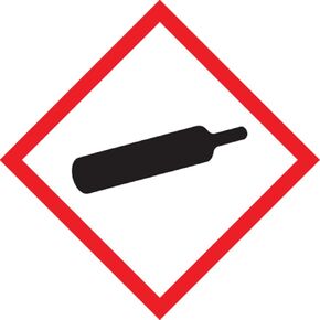 Accuform LZH625EV2 GHS Pictogram Label, "Gas Cylinder", Adhesive-Poly, 4" Length x 4" Width, Red/Black on White (Roll of 250)