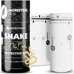 Snake جلد للوشم لفة 11yd كبيرة ، ثواني Skin Tattoo لفة لفة لفة ، ومقاومة للماء ، والفلام حماية الوشم الخالية من اللاتكس (6 "× 11 ساحة لفة)