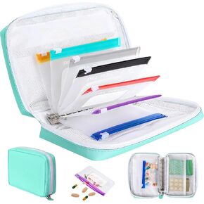 مجموعة أكياس حبوب منع الحمل ONDON A7-L ، منظم حبوب منع الحمل كبير مع 7 حاوية محكمة الغلق تخزين أوراق فضفاضة وألوان مشفرة ، حاوية طب قابلة لإعادة الاستخدام الأسبوعية لمجموعة منظمات أدوية السفر ، حقيبة حبوب منع الحمل اليومية in Kuwait