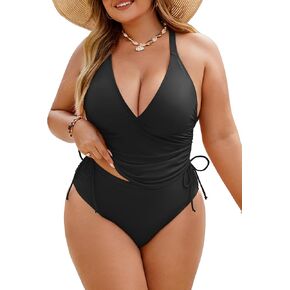 Jolefile Plus Size Swimsuit for Women Two Piece Modest Tummy Control Tankini Bathing Suit Coverage High Waisted Bikini Sets