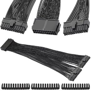 24 Pin PSU Power ATX Motherboard Splitter Cable 24 Pin(20+4) for Dual Mainboard Extension Wire 1 Ft 18AWG PSU Female to Male Y Adapter Cable