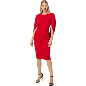 Betsy & Adam Women's Midi Cowl Neck Drape Back Scuba Crepe Dress