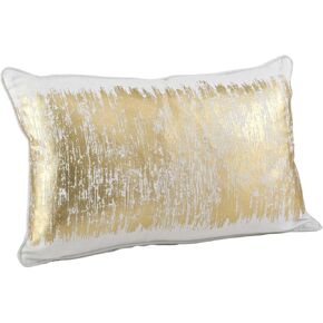 Saro Lifestyle Agatha Collection Metallic Design Design Cotton Down Loving Throw Pillow ، Gold ، 12 "× 20" in Kuwait