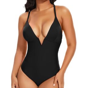 joyshaper للسيدات أحادي القطع للسباحة للسيطرة على البطن بدلات الاستحمام العميقة v رقبة السباحة التستر على الجسدية in Kuwait