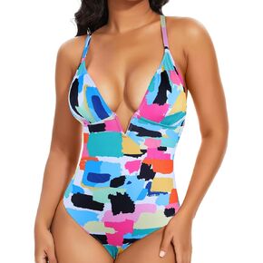JOYSHAPER Women's One-Pieces Swimsuits for Tummy Control Bathing Suits Deep V Neck Swimsuits Cover-Ups Bodysuits