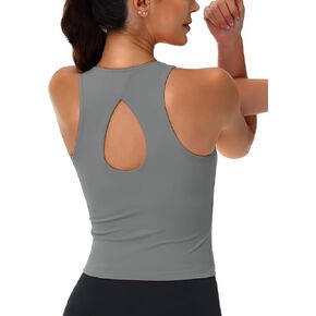 MAGCOMSEN Women's Workout Tank Tops with Built in Bra Athletic Racerback Tanks Padded Yoga Crop Longline Sports Bras Gym