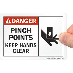 SmartSign "Danger - Pinch Points, Watch Your Hands" Label | 3.5" x 5" Laminated Vinyl