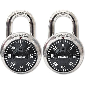 Combination Padlock, Ctr, Black/Silver, PK2