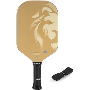 JOOLA Magnus CAS 14mm Pickleball Paddle - Gold Tyson McGuffin Lion Paddle - Edgeless Design & Short Handle - Lightweight Double Frame Carbon Fiber Core - Extra Long Length - Carbon Surface Adds Spin