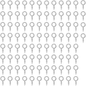 300Pcs Screw Eye Pins, 8 x 4mm Small Eyelets Screws Stainless Steel Screw Hooks Ring Eye Screws, Silver Eye Hooks for Decoration Display & Hanging (8 x 4 x 1mm, 300Pcs)