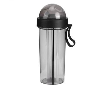 Creative Water Cup,One Cup of Two Different Drinks Two Straws Couple Outdoor Drinking Cup for Camping Hiking Backpacking Travel Office, Dual Use Water Bottle Straw Water Cup (Black)