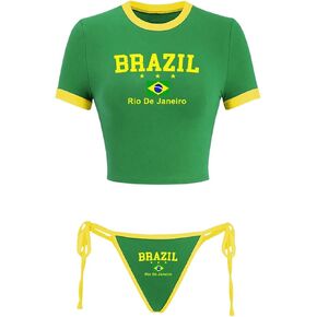 WDIRARA Women's 2 Piece Outfit Graphic Letter Print Clothing Set Short Sleeve Crop Top and Tie Side Bottom Sets