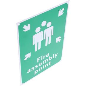 Fire Assembly Point Sign Aluminum Emergency Sign with Symbol and Text for Outdoor Use Parks and Gardens Directional Marking for Safety