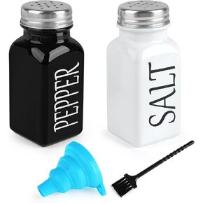 Accmor Salt and Pepper Shakers Set, Modern Farmhouse Glass Salt Pepper Shakers with Stainless Steel Lids for Kitchen Decor Home Restaurants Wedding