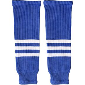 Knit Hockey Socks Solid Colored Traditional Performance Striped Ice Hockey Socks Junior to Senior Blue White