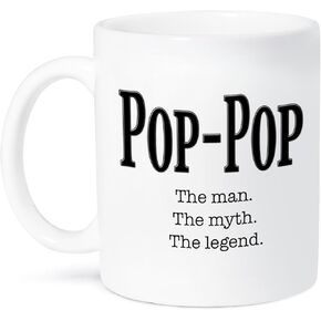3dRose Pop-Pop The Man The Myth The Legend Grandpa Grandfather Ceramic Mug, 15-Ounce