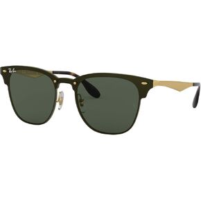 Ray-Ban RB3576N Blaze Clubmaster Square Sunglasses, Brushed Gold/Dark Green, 47 mm