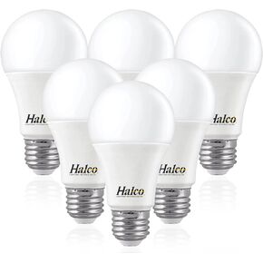 Halco ProLed Led Light Bulbs LED A19 Dimmable, Frosted 120V, 60W Equivalent Efficient 9W, 800 Lumen, 15000 Hours, E26, UL CRI 80 6 Pack (3000k Warm White)