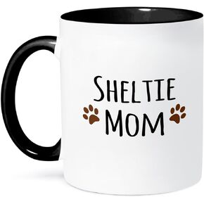 3dRose Sheltie Dog Mom Mug, 11 oz, Black