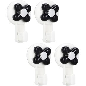 Suction Cup Hooks，Reusable Suction Shower Hook Waterproof Powerful Vacuum Suction Hanger for Towel Bathrobe Loofah Bathroom Kitchen Wreath Hook Storage Hooks(4 Pack) (Black)