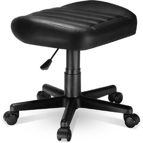EUREKA ERGONOMIC Height Adjustable Foot Stool,19x18'' Large Seat Under Desk Footrest,Swivel Rolling Chair W Sturdy Wheels,Ottoman Stool Simple Meeting Chair for Home Office,Grey