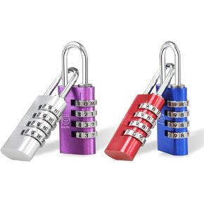 DUN 4 Pack Combination Locks Mixed Color 4 Digit Combination Lock Outdoor Locker Lock (Round Edge)