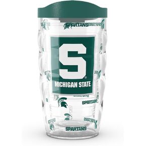 Tervis Michigan State Spartans - العمل الإضافي في الولايات المتحدة الأمريكية كوب سفر معزول مع عزل معزول يحافظ على المشروبات الباردة والساخنة ، 10 أوقية ، كلاسيكية