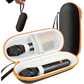 Case Compatible with JBL Wireless Two Microphone System, Up To 9“ x 3" will fit. Handheld Dual Mic Travel Bag for Singing or Karaoke for Receivers, Adapters, AA Batteries, Case Only.