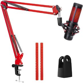 SUNMON Red HyperX QuadCast Boom Arm - Upgraded QuadCast Boom Arm with QuadCast S Mount Adapter, Provides Replacement Adapters, Combing Cables, QuadCast S Mic Arm with Cable Sleeve