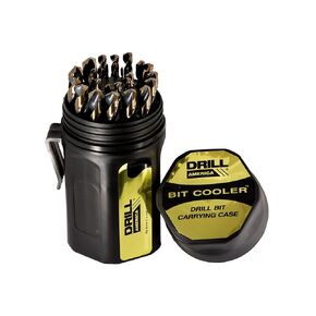 Drill America - KFD29JX3/8-PC 29 Piece Heavy Duty High Speed Steel Drill Bit Set with Black and Gold Finish in Round Case (1/16" - 1/2" x 64ths with 3/8" Shank), KFD Series