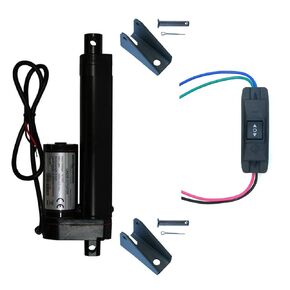 WindyNation 4 Inch 4" Stroke Linear Actuator 12 Volt 12V 225 Pounds lbs + Up Down DPDT Switch + Mounting Brackets (4" Actuator, Momentary Switch)