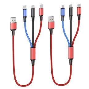 2Pack-Multi Charging Cable 3 in 1 Nylon Braided USB Cable Charging with Type C/Micro USB Compatible with Most Phones/Galaxy-4FT