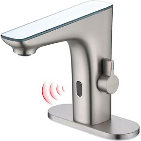RUVIDA Touchless Bathroom Sink Faucets, Infrared Sensing Sink Faucets, Basin Faucets for Bathroom,Water Tap for Commercial Hotel Office,Brushed Nickel Faucets