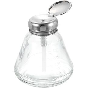HARFINGTON Solvent Alcohol Dispensers 180ml(6.1oz) Conical Push Down Liquid Dispenser Pump Bottle with Plastic Tube and Aluminum Core for Acetone Polish Remover