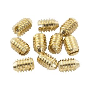 Musiclily Pro UNC#8-32x1/4 Inch Stainless Steel Slotted Cone Point Set Screws for Fender Tele Style Control Knobs, Gold (Set of 10)