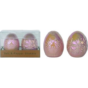 Transpac Iridescent Purple Easter Egg 3 x 2 Ceramic Salt and Pepper Shaker Set