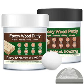 Epoxy Putty - 16 oz White Epoxy Wood Filler, 2-Part Stainable Epoxy Filler Structural Wood Epoxy Putty Kit, Wooden Floor Furniture Repair for Repairing and Bonding Damageed Wood