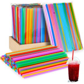 Eaasty 1000 Pcs Colorful Disposable Drinking Plastic Straws Bulk, 0.24'' Diameter and 7.87" Long Plastic Long Disposable Drinking Straws (Multicolor)