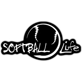 Softball Life Vinyl Decal Sticker | Cars Trucks Vans SUVs Walls Cups Laptops | 7 Inch Decal | White on Black Background| KCD2791