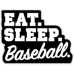 Eat Sleep Baseball Vinyl Decal Sticker | Cars Trucks Vans SUVs Walls Cups Laptops | 5 Inch | Multiple Colors| KCD2685VAR (White On Black)