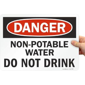 SmartSign - S-2836-EU-14 "Danger - Non-Potable Water Do Not Drink" Label | 10" x 14" Laminated Vinyl Black/Red on White