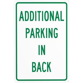 Additional Parking In Back Sign Metal Signs, Cautions Security Tin Sign, Parking Lot Safety Warning Posted Signs, Perfect for Street Business and Home Wall 8 x 12 Inch