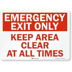 "Emergency Exit Only - Keep Area Clear at All Times" Label by SmartSign | 14" x 10" 3M Reflective Laminated Vinyl