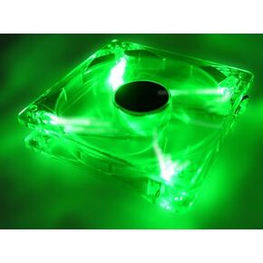 120mm, 12cm Quad-4 Green LED Computer Desktop PC Case Clear Cooling Fan, 3 and 4 pin Connector with Screws, Quiet and Silent