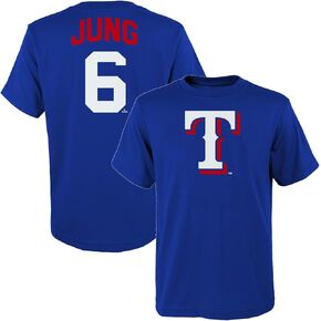 Josh Jung Texas Rangers MLB Kids Youth 8-20 Blue Official Player Name & Number Jersey T-Shirt